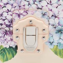 Pre Owned Dolce & Gabbana Beige Floral Print Leather Lucia Shoulder Bag
