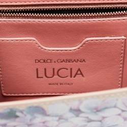 Pre Owned Dolce & Gabbana Beige Floral Print Leather Lucia Shoulder Bag