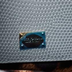 Pre Owned Dolce & Gabbana Grey Lizard Embossed Leather Medium Miss Monica Top Handle Bag
