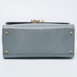 Pre Owned Dolce & Gabbana Grey Lizard Embossed Leather Medium Miss Monica Top Handle Bag