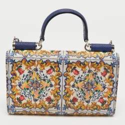 Dolce & Gabbana Multicolor Majolica Print Leather Miss Sicily Von Wallet On Chain
