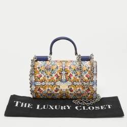 Dolce & Gabbana Multicolor Majolica Print Leather Miss Sicily Von Wallet On Chain