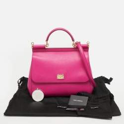 Pre Owned Dolce & Gabbana Pink Leather Regular Miss Sicily Top Handle Bag