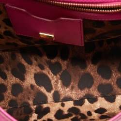Pre Owned Dolce & Gabbana Pink Leather Regular Miss Sicily Top Handle Bag