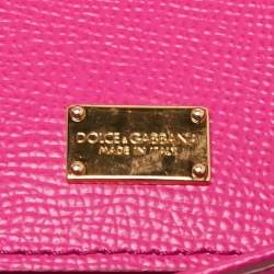Pre Owned Dolce & Gabbana Pink Leather Regular Miss Sicily Top Handle Bag