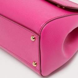Pre Owned Dolce & Gabbana Pink Leather Regular Miss Sicily Top Handle Bag