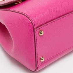 Pre Owned Dolce & Gabbana Pink Leather Regular Miss Sicily Top Handle Bag