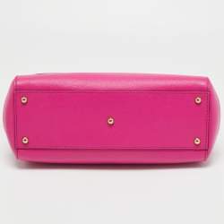 Pre Owned Dolce & Gabbana Pink Leather Regular Miss Sicily Top Handle Bag