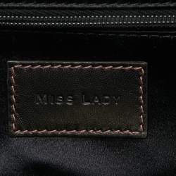 Pre Owned Dolce & Gabbana Brown Pleated Satin Miss Lady Frame Clutch