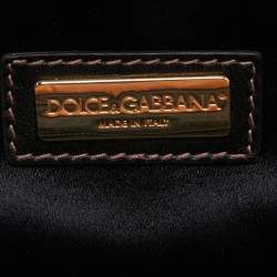 Pre Owned Dolce & Gabbana Brown Pleated Satin Miss Lady Frame Clutch