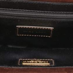 Pre Owned Dolce & Gabbana Brown Pleated Satin Miss Lady Frame Clutch