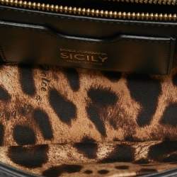 Pre Owned Dolce & Gabbana Black Patent Leather Long Medium Miss Sicily Top Handle Bag