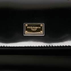 Pre Owned Dolce & Gabbana Black Patent Leather Long Medium Miss Sicily Top Handle Bag