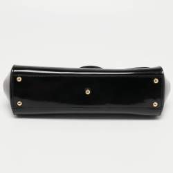 Pre Owned Dolce & Gabbana Black Patent Leather Long Medium Miss Sicily Top Handle Bag