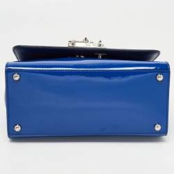 Pre Owned Dolce & Gabbana Blue Patent Leather Medium Miss Monica Top Handle Bag