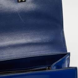 Pre Owned Dolce & Gabbana Blue Patent Leather Medium Miss Monica Top Handle Bag