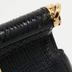 Pre Owned Dolce & Gabbana Black Leather and Watersnake Medium Miss Sicily Top Handle Bag