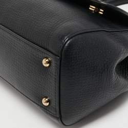 Pre Owned Dolce & Gabbana Black Leather and Watersnake Medium Miss Sicily Top Handle Bag