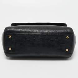 Pre Owned Dolce & Gabbana Black Leather and Watersnake Medium Miss Sicily Top Handle Bag