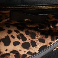 Pre Owned Dolce & Gabbana Black Leather and Watersnake Medium Miss Sicily Top Handle Bag