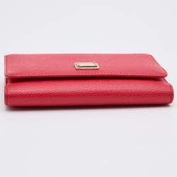 Pre Owned Dolce & Gabbana Red Leather Miss Sicily Von Wallet on Chain