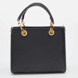 Pre Owned Dolce & Gabbana Black Leather Small DG Girls Tote