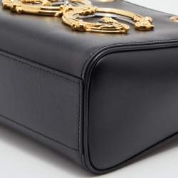 Pre Owned Dolce & Gabbana Black Leather Small DG Girls Tote