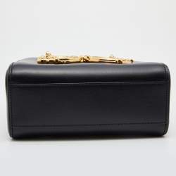 Pre Owned Dolce & Gabbana Black Leather Small DG Girls Tote