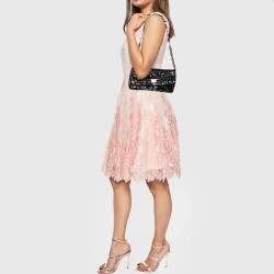 Pre Owned Dolce & Gabbana Black/Silver Sequins Miss Charles Flap Shoulder Bag