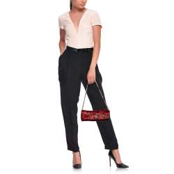 Pre Owned Dolce & Gabbana Red/Black Calf Hair Miss Charles Flap Shoulder Bag