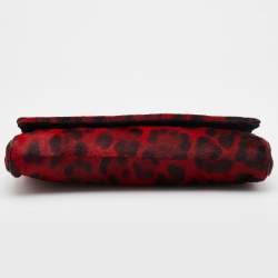 Pre Owned Dolce & Gabbana Red/Black Calf Hair Miss Charles Flap Shoulder Bag