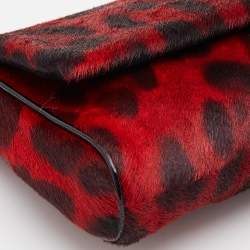 Pre Owned Dolce & Gabbana Red/Black Calf Hair Miss Charles Flap Shoulder Bag