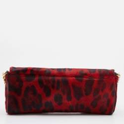 Pre Owned Dolce & Gabbana Red/Black Calf Hair Miss Charles Flap Shoulder Bag