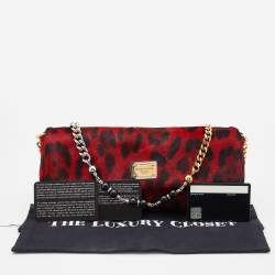 Pre Owned Dolce & Gabbana Red/Black Calf Hair Miss Charles Flap Shoulder Bag