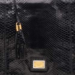 مملوكة مسبقًا Dolce & Gabbana Black Python Leather Tassel Top Handle Bag