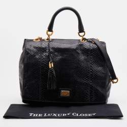 مملوكة مسبقًا Dolce & Gabbana Black Python Leather Tassel Top Handle Bag