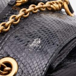 مملوكة مسبقًا Dolce & Gabbana Black Python Leather Tassel Top Handle Bag