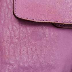 Pre Owned Dolce & Gabbana Purple Leather Grommet Flap Top Handle Bag