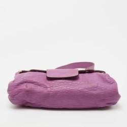 Pre Owned Dolce & Gabbana Purple Leather Grommet Flap Top Handle Bag