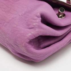 Pre Owned Dolce & Gabbana Purple Leather Grommet Flap Top Handle Bag