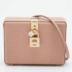 Dolce & Gabbana Beige Lizard Embossed Leather Dolce Box Clutch