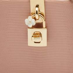 Dolce & Gabbana Beige Lizard Embossed Leather Dolce Box Clutch