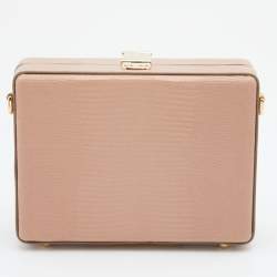 Dolce & Gabbana Beige Lizard Embossed Leather Dolce Box Clutch