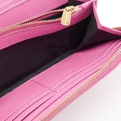 Pre Owned Dolce & Gabbana Pink Leather Zip Around Wallet