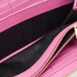 Pre Owned Dolce & Gabbana Pink Leather Zip Around Wallet