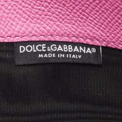 Pre Owned Dolce & Gabbana Pink Leather Zip Around Wallet