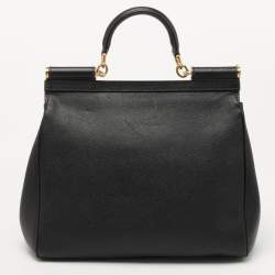 Pre Owned Dolce & Gabbana Black Leather Large Miss Sicily Top Handle Bag