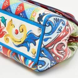 Pre Owned Dolce & Gabbana Multicolor Majolica Print Leather Miss Sicily Top Handle Bag
