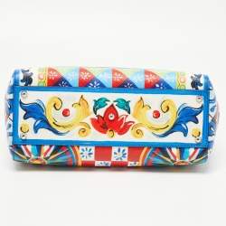 Pre Owned Dolce & Gabbana Multicolor Majolica Print Leather Miss Sicily Top Handle Bag