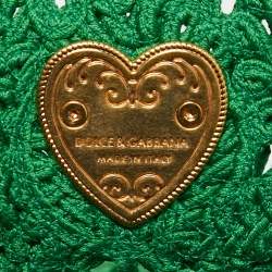 Pre Owned Dolce & Gabbana Green Crochet Beatrice Tote